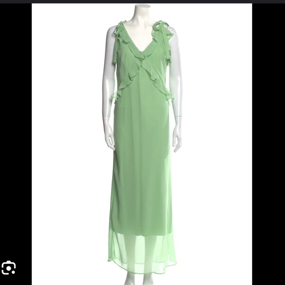 Christian Lacroix Dresses & Skirts - ⭕️ PRICE FIRM Christian Lacroix Green Tie Shoulder Midi Ruffle Dress Size XS